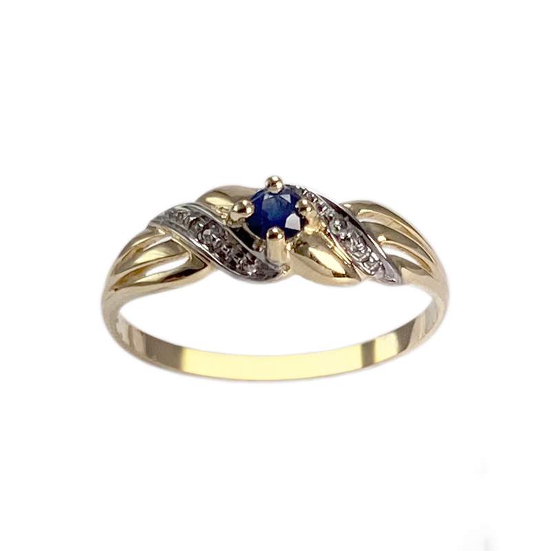Bague d'occasion or 750 2 tons diamants saphir - vue 1