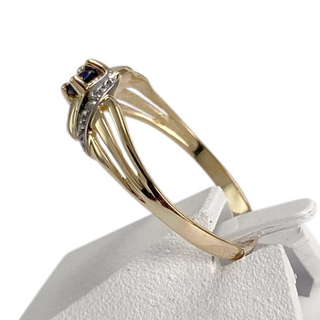 Bague d'occasion or 750 2 tons diamants saphir