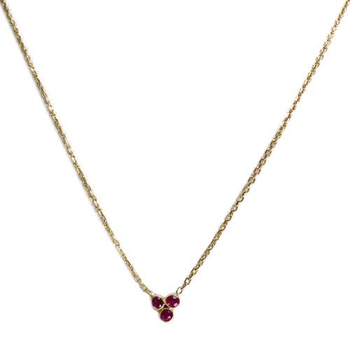 Pre-owned 750 yellow gold chain necklace with rubies