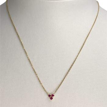 Collier d'occasion or 750 jaune maille forçat rubis 40cm