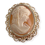 Pendentif broche d'occasion or 750 jaune camée - vue 1
