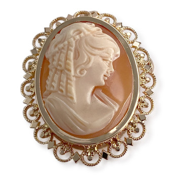 Pendentif broche d'occasion or 750 jaune camée
