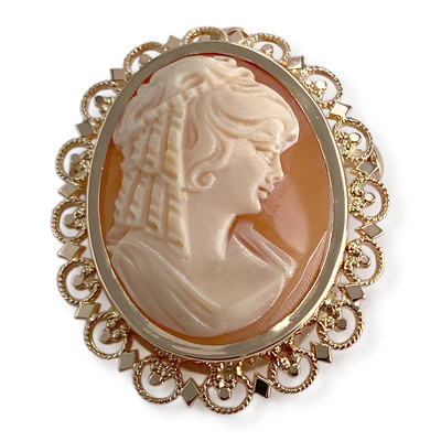 Pendentif broche d'occasion or 750 jaune camée - vue 1