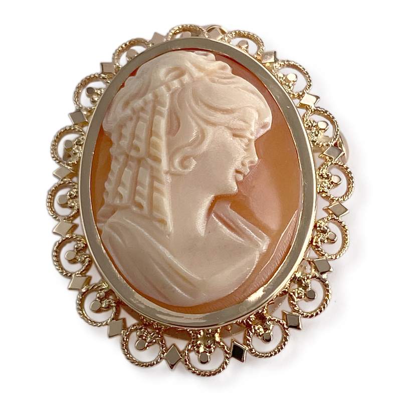 Pendentif broche d'occasion or 750 jaune camée - vue 1
