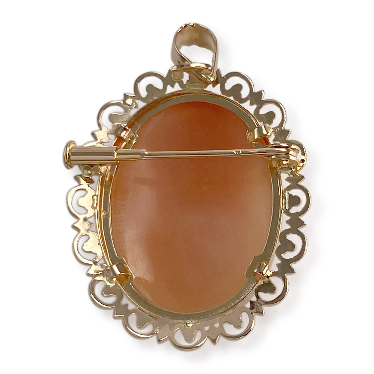 Pendentif broche d'occasion or 750 jaune camée - vue 2