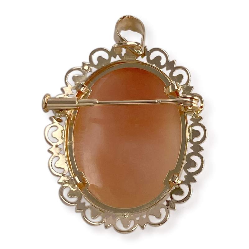 Pendentif broche d'occasion or 750 jaune camée - vue 2