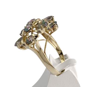 Bague d'occasion or 585 jaune diamants topazes traitées