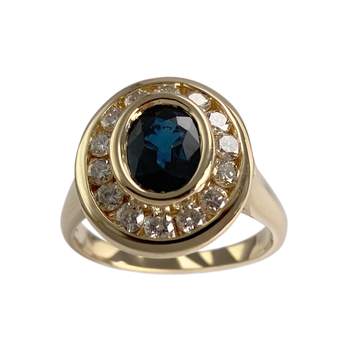 Bague d'occasion or 750 jaune saphir diamants