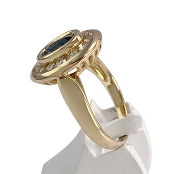Bague d'occasion or 750 jaune saphir diamants