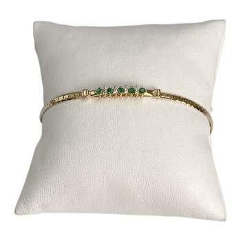 Bracelet d'occasion or 750 jaune maille anglaise émeraudes diamants