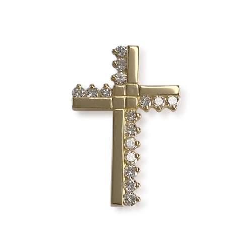 Croix d'occasion or 750 jaune diamants
