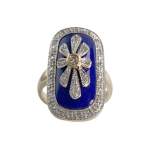 Bague d'occasion 2 or 750 diamants lapis lazuli - vue 1