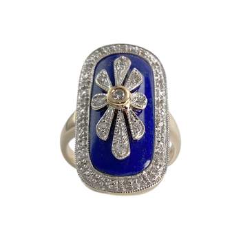 Bague d'occasion 2 or 750 diamants lapis lazuli