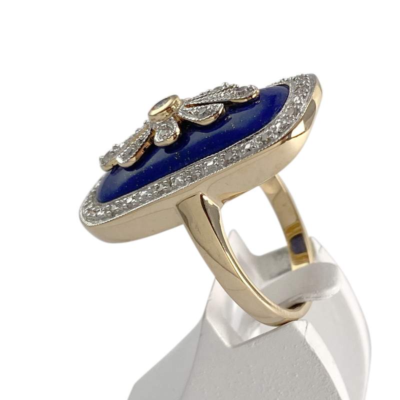 Bague d'occasion 2 or 750 diamants lapis lazuli - vue 2