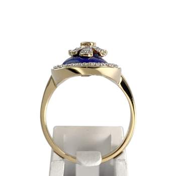 Bague d'occasion 2 or 750 diamants lapis lazuli