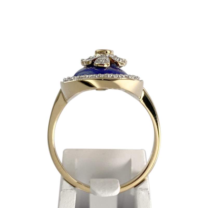 Bague d'occasion 2 or 750 diamants lapis lazuli - vue 3
