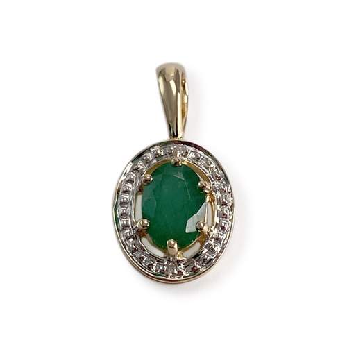 Pendentif d'occasion or 750 2 tons émeraude diamants
