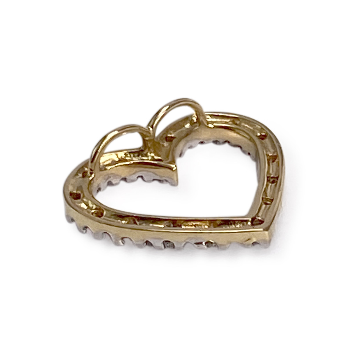 Pendentif coeur d'occasion  or 750 2 tons diamants - vue 3