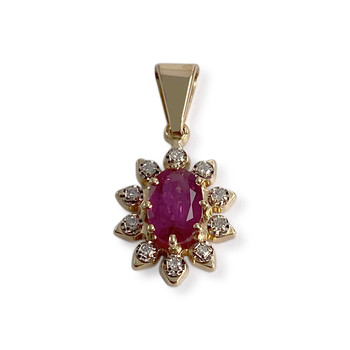 Pendentif d'occasion or 750 2 tons diamants rubis