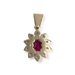 Pendentif d'occasion or 750 2 tons diamants rubis - vue 2