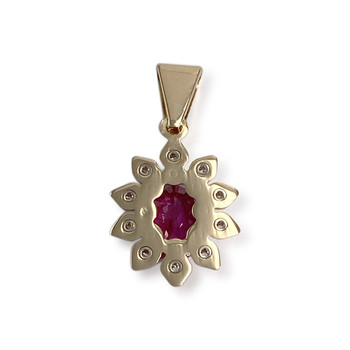 Pendentif d'occasion or 750 2 tons diamants rubis