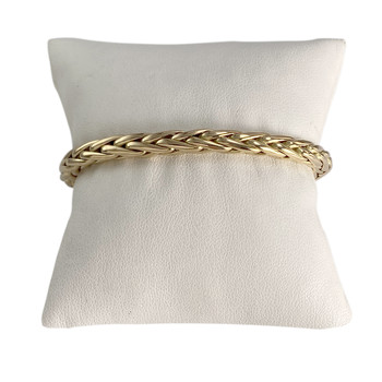 Tweedehands armband van 750 geelgoud met palmbladmotief, 18 cm