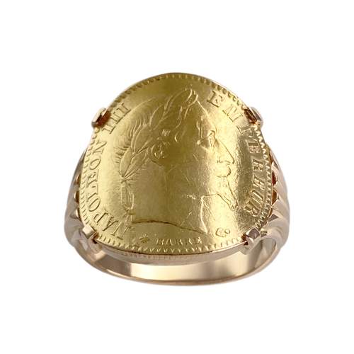 Bague d'occasion or 750 jaune porte-pièce Napoléon III Empereur