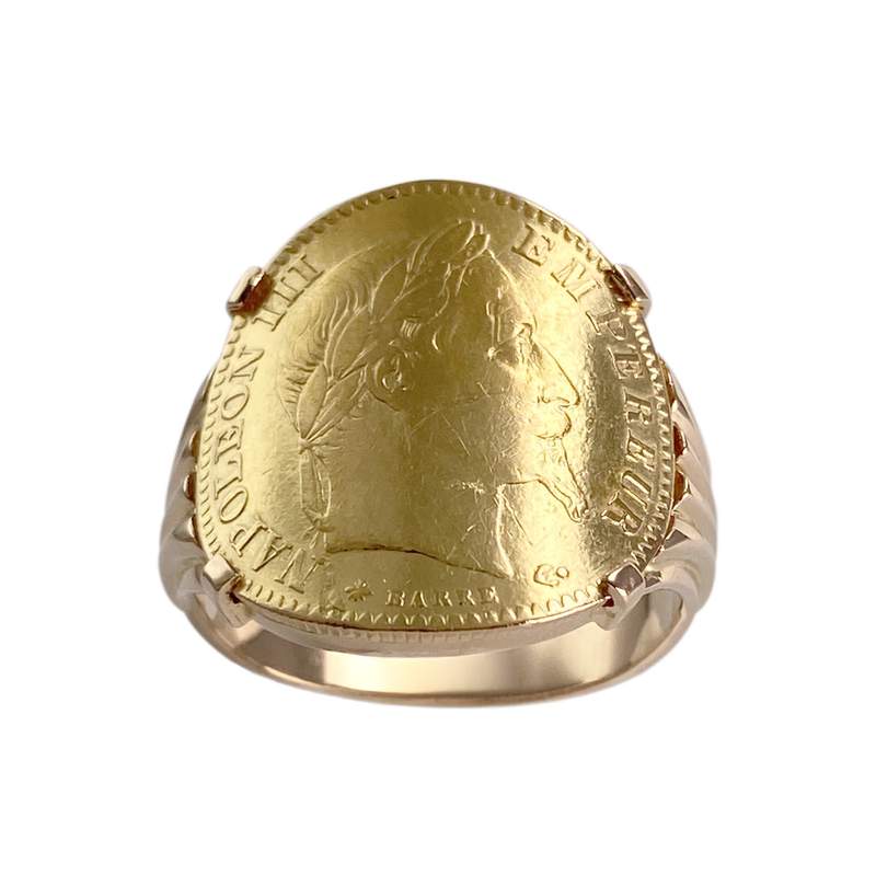 Bague d'occasion or 750 jaune porte-pièce Napoléon III Empereur - vue 1