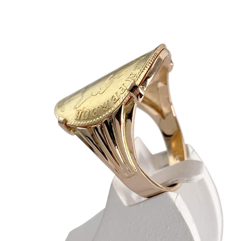 Bague d'occasion or 750 jaune porte-pièce Napoléon III Empereur - vue 2