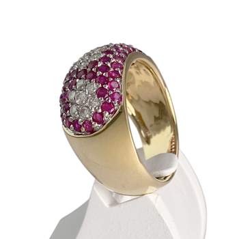 Bague d'occasion 2 ors 750 diamants rubis