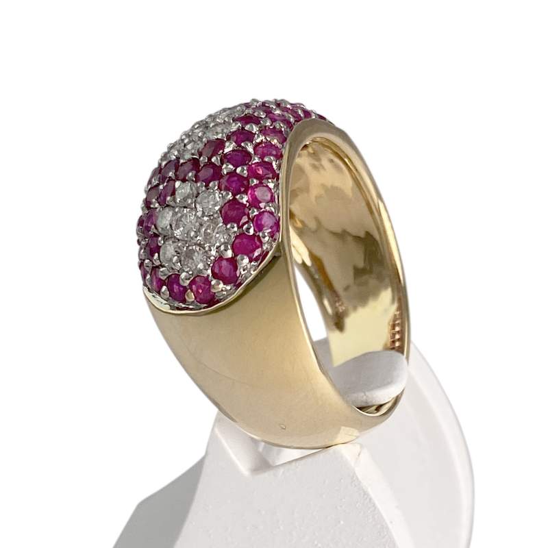 Bague d'occasion 2 ors 750 diamants rubis - vue 2