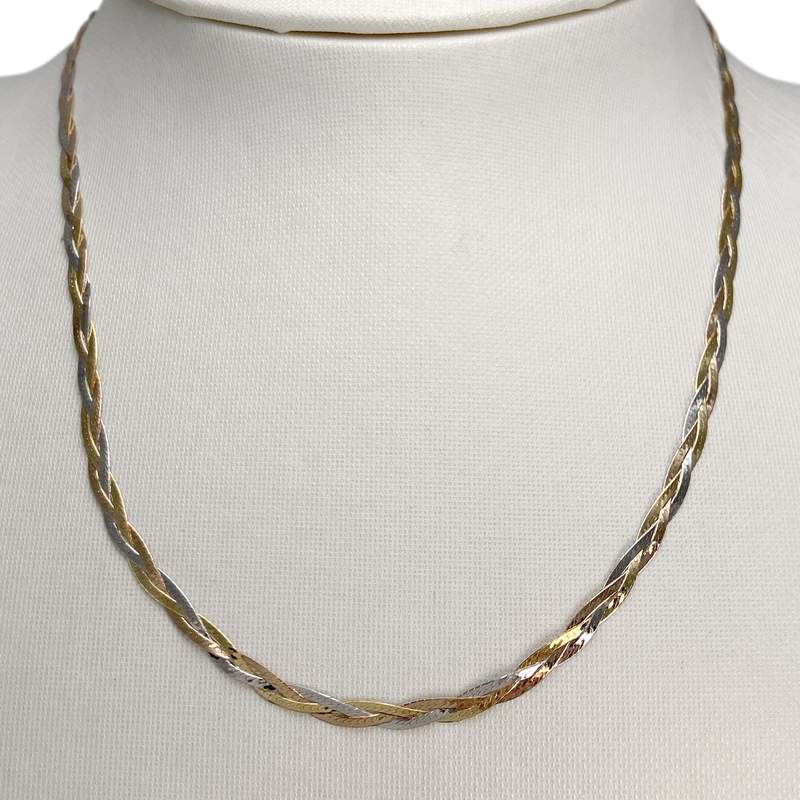 Collier d'occasion 3 ors 750 maille serpent tressée - vue 2