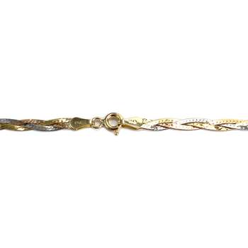Tweedehands ketting van 750 goud in drie kleuren, met gevlochten slangenketting