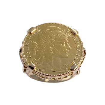 Bague d'occasion or 750 jaune porte-pièce République Française