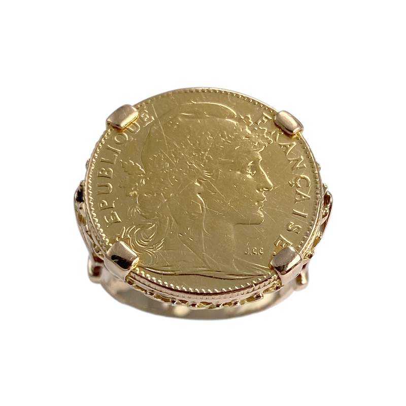 Bague d'occasion or 750 jaune porte-pièce République Française - vue 1