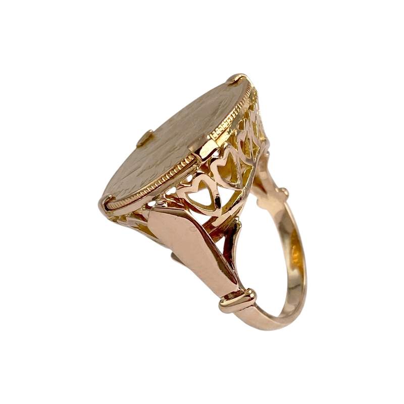 Bague d'occasion or 750 jaune porte-pièce République Française - vue 2