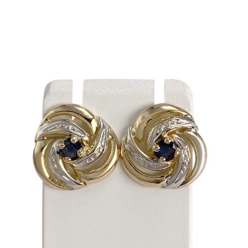 Boucles d'oreilles d'occasion or 750 2 tons saphirs