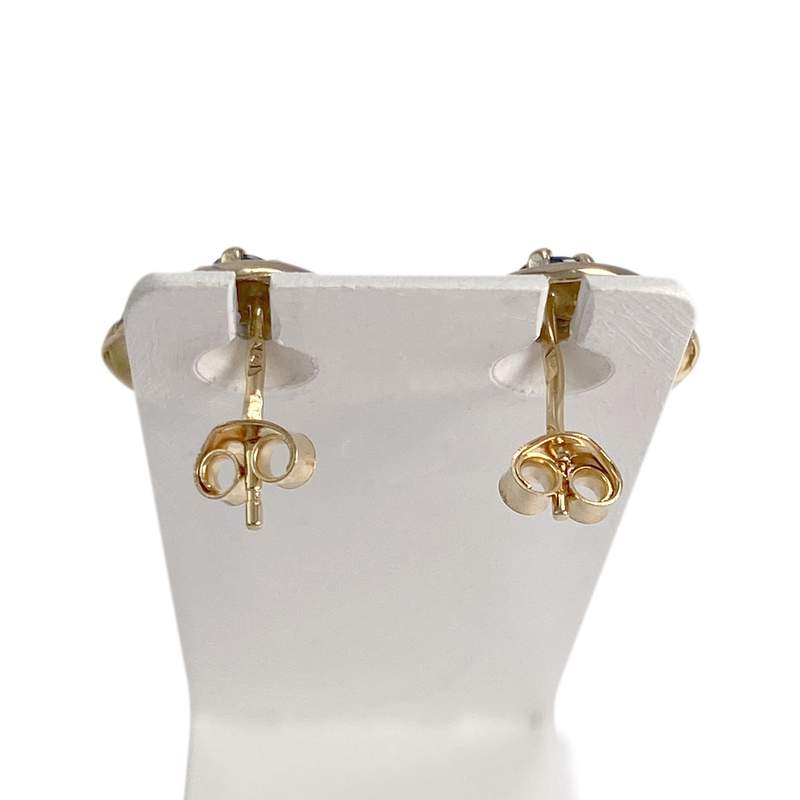 Boucles d'oreilles d'occasion or 750 2 tons saphirs - vue 3