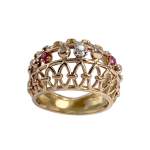 Bague d'occasion or 750 2 tons diamant rubis - vue 1