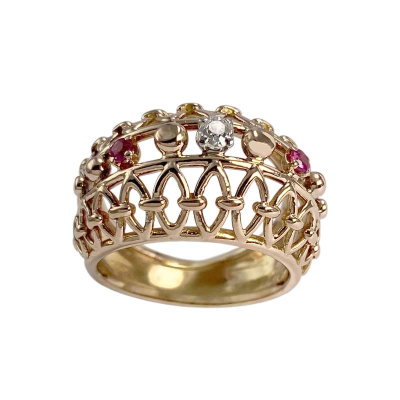 Bague d'occasion or 750 2 tons diamant rubis - vue 1