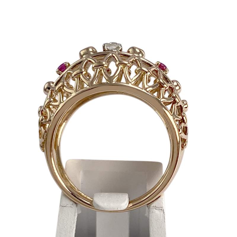 Bague d'occasion or 750 2 tons diamant rubis - vue 3