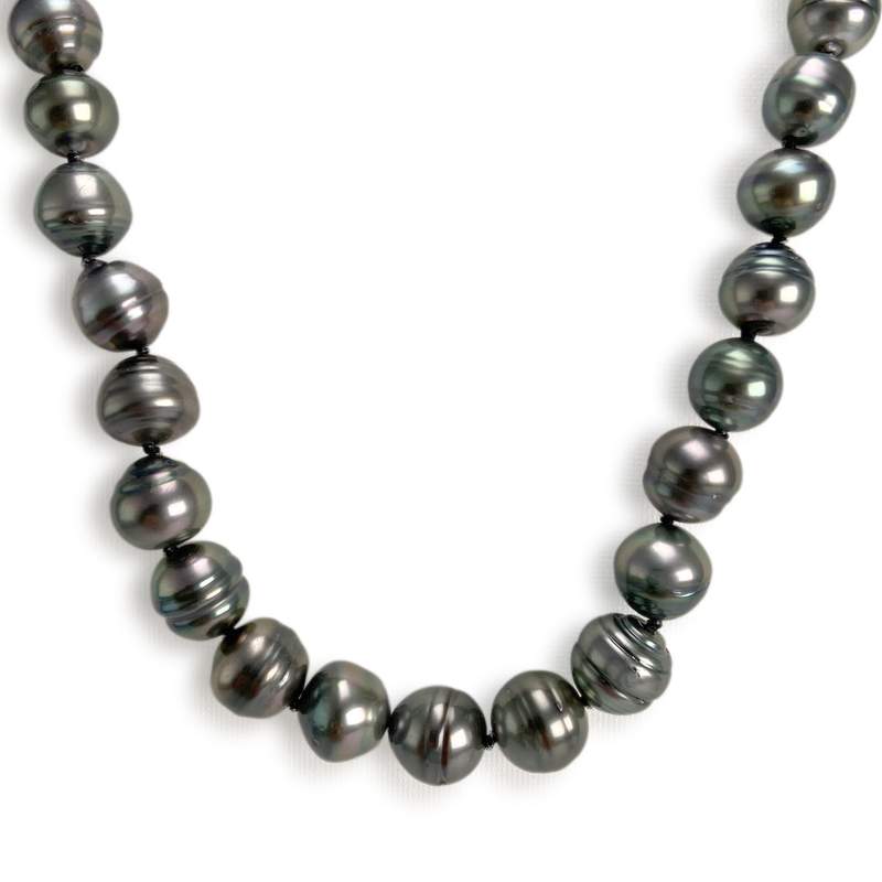 Collier en chute d'occasion or 750 jaune perles de tahiti 60 cm. - vue 1