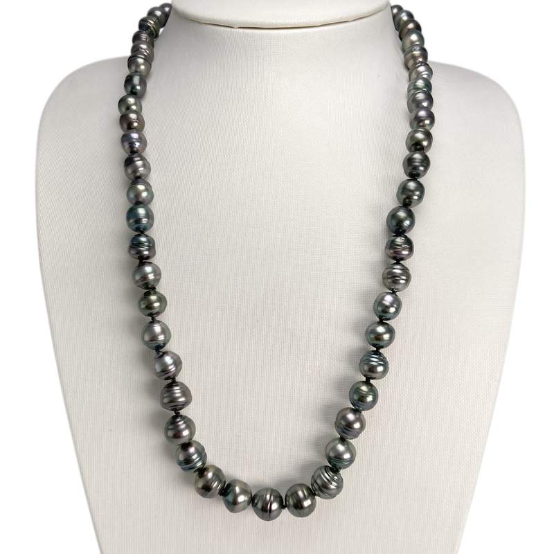Collier en chute d'occasion or 750 jaune perles de tahiti 60 cm. - vue 2