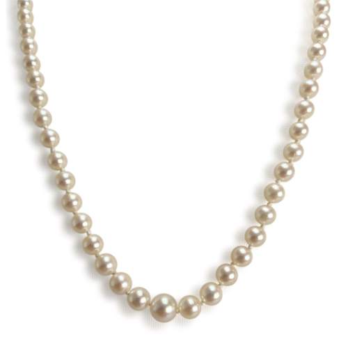 Collier en chute d'occasion or 750 jaune perles de culture 52 cm