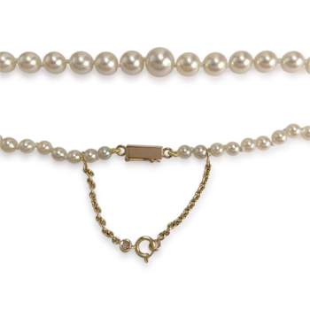 Collier en chute d'occasion or 750 jaune perles de culture 52 cm