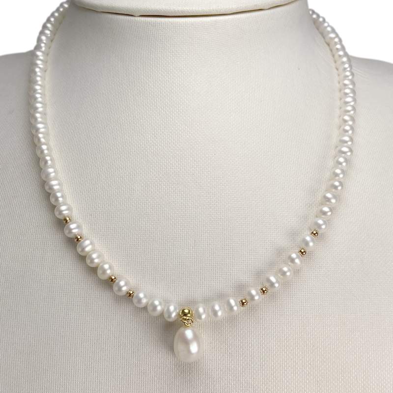 Collier d'occasion or 750 jaune perles de culture - vue 2