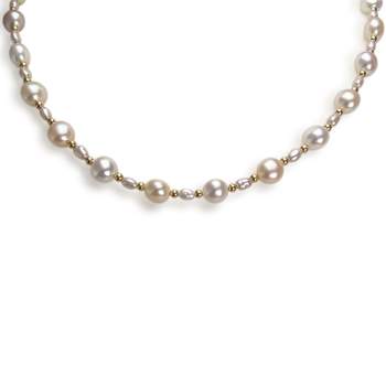 Tweedehands ketting van 750 geelgoud met gekweekte parels uit China, 40 cm.