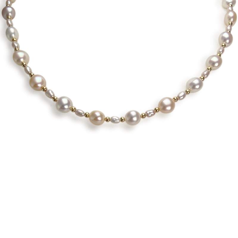 Collier d'occasion or 750 jaune perles de culture de chine 40 cm. - vue 1