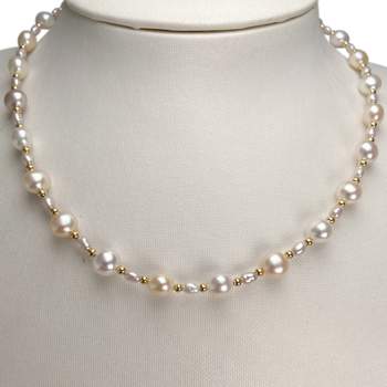 Tweedehands ketting van 750 geelgoud met gekweekte parels uit China, 40 cm.