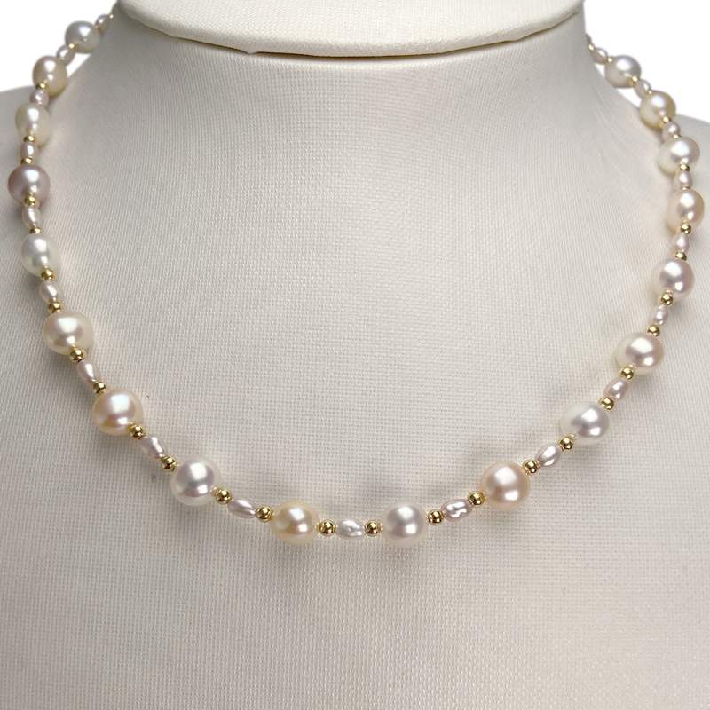 Collier d'occasion or 750 jaune perles de culture de chine 40 cm. - vue 2